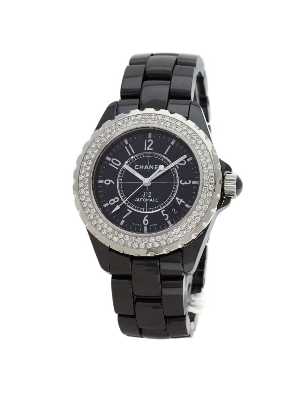 Chanel 38 2 Heavy Diamond Bezel Watch Ceramic